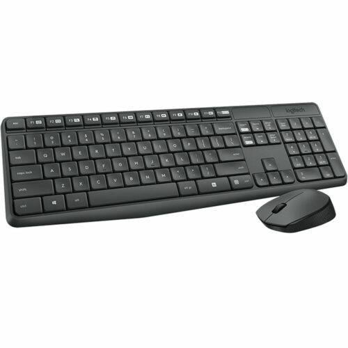 Kлаиатура с безжична мишка Logitech MK235 Wireless Keyboard and Mouse Combo Черен Сив