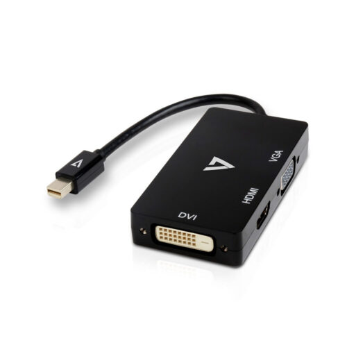 Mini Адаптер за DisplayPort към VGA/DVI/HDMI V7 V7MDP-VGADVIHDMI-1E  Черен