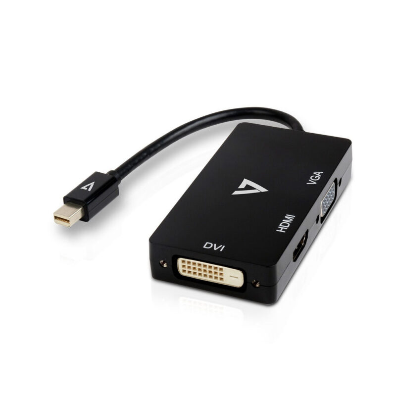 Mini Адаптер за DisplayPort към VGA/DVI/HDMI V7 V7MDP-VGADVIHDMI-1E  Черен Намаления и отстъпки ЧеренПетък 3