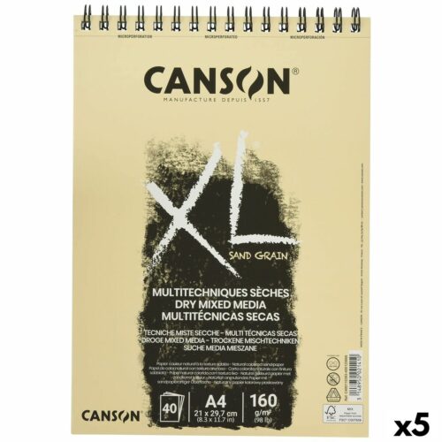 Drawing pad Canson XL Sand Естествен A4 40 Листи 160 g/m2 5 броя