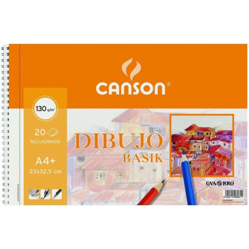 Drawing pad Canson Basik Микроперфориран 130 g 20 Листи 10 броя Спирала (23 x 32,5 cm)