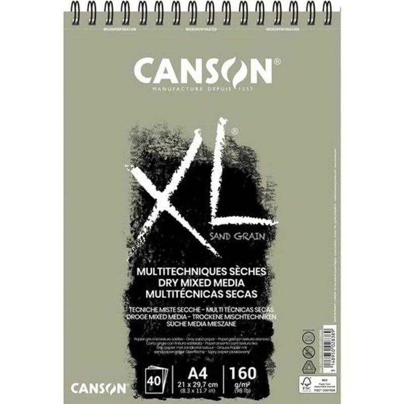 Drawing pad Canson Touch XL Сив 160 g 40 Листи 5 броя Спирала (210 x 297 mm) Намаления и отстъпки ЧеренПетък