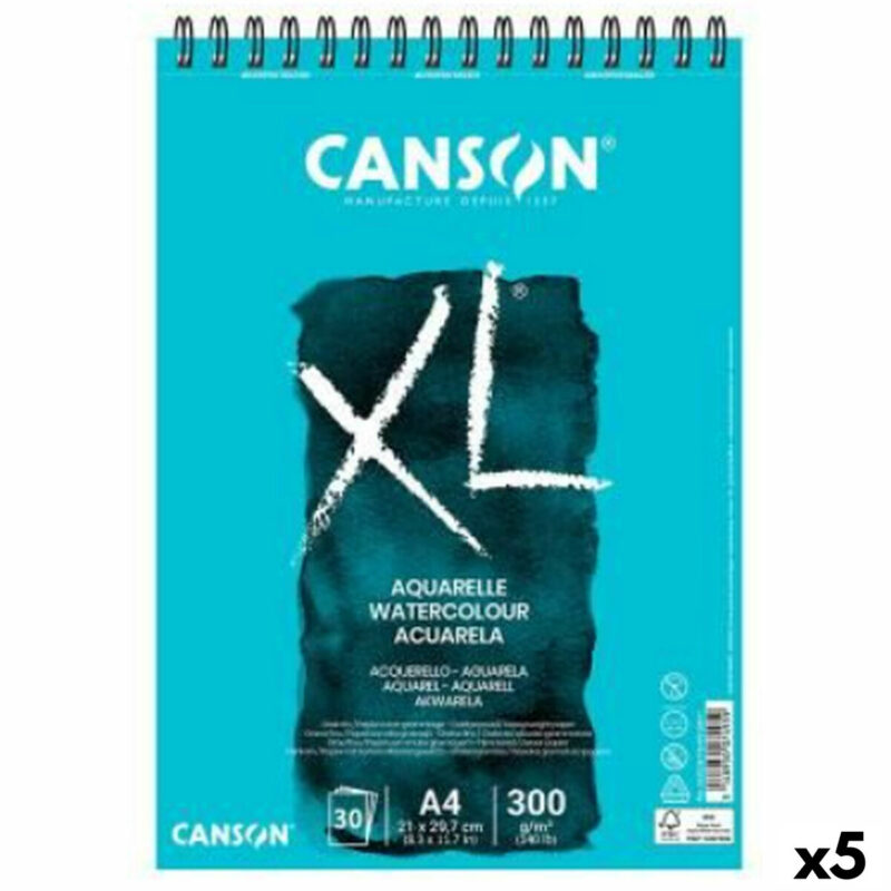 Drawing pad Canson XL Aquarelle 20 Листи A5 Бял 5 броя 300 g/m² Намаления и отстъпки ЧеренПетък