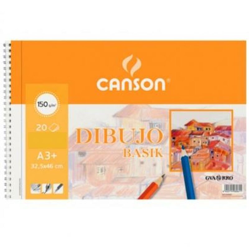 Drawing pad Canson Basik Гладък Микроперфориран 150 g 20 Листи 10 броя Спирала (32,5 x 46 cm) Намаления и отстъпки ЧеренПетък