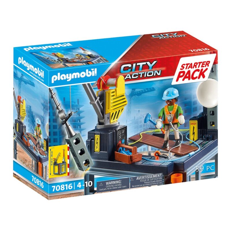 Playset Playmobil City Action Starter Pack Construction with crane 70816 Намаления и отстъпки ЧеренПетък