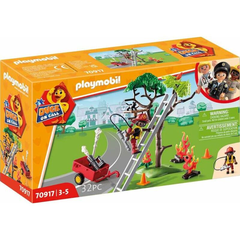 Playset Playmobil Duck on Call Пожарникар сапьор Котка 70917 (32 pcs) Намаления и отстъпки ЧеренПетък