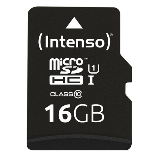 Mикро SD карта памет с адаптер INTENSO 34234 UHS-I Premium Черен - 16 GB
