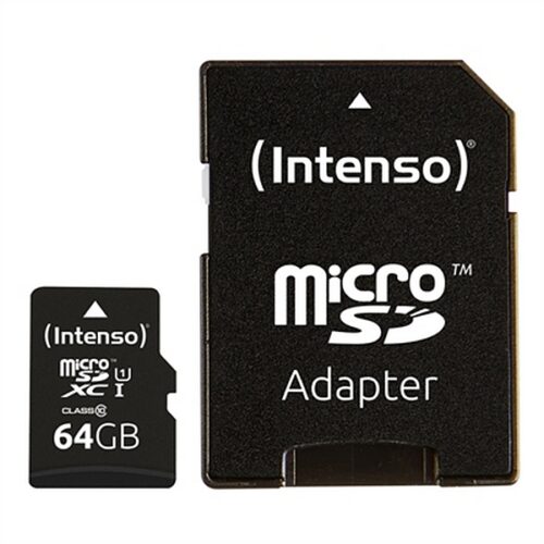 Mикро SD карта памет с адаптер INTENSO 34234 UHS-I XC Premium Черен - 64 GB
