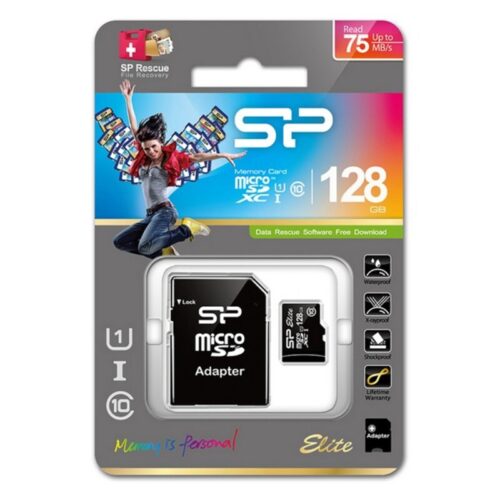 Mикро SD карта памет с адаптер Silicon Power SP128GBSTXBU1V10SP UHS-I GB Class 10 128 GB