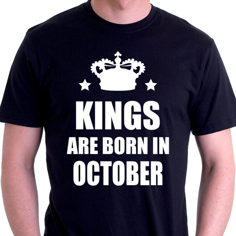 Тениска за родените през Октомври – Kings are born in October Намаления и отстъпки ЧеренПетък