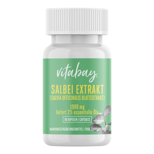 Salbei Extrakt – Екстракт от градински чай 1900 mg (екстракт от листа Salvia officinalis, 2% етерични масла), 90 капсули Намаления и отстъпки ЧеренПетък