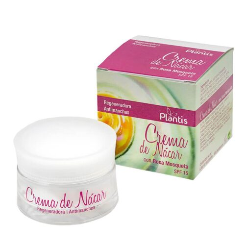 Крем за лице с шипки и перлен прах (защитен фактор 15) – Crema de Nácar con Rosa Mosqueta SPF 15 Plantis®, 50 ml Намаления и отстъпки ЧеренПетък