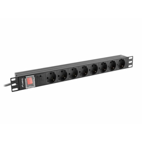 Schuko 19" 8 начина многофункционален адаптер за контакт Lanberg PDU-08F-0200-BK (2 m) Намаления и отстъпки ЧеренПетък