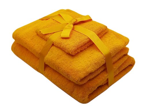 Комплект кърпи 3 броя 500 GSM (лице, ръце, тяло) жълти, сън