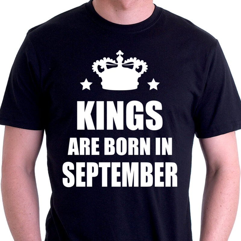 Тениска за родените през Септември – Kings are born in September Намаления и отстъпки ЧеренПетък