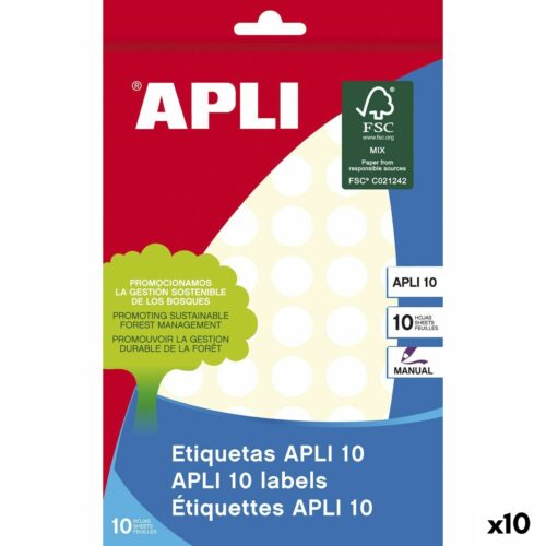 Self adhesive labels Apli Бял Ø 1,3 cm 10 Листи (10 броя) Намаления и отстъпки ЧеренПетък