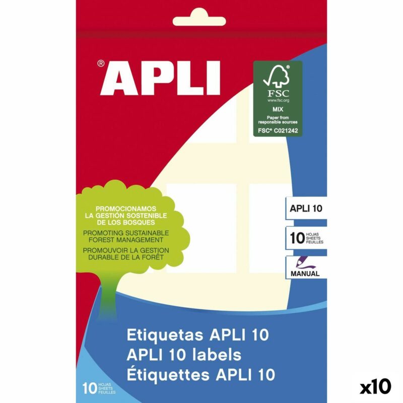 Self adhesive labels Apli 32 x 41 mm Бял 10 Листи (10 броя) Намаления и отстъпки ЧеренПетък