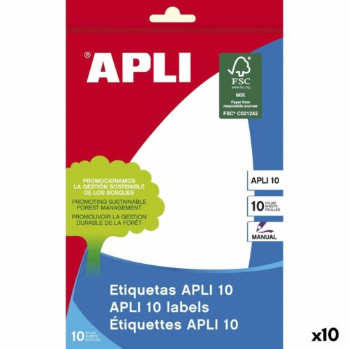 Self adhesive labels Apli 105 x 149 mm Бял 10 Листи (10 броя) Намаления и отстъпки ЧеренПетък