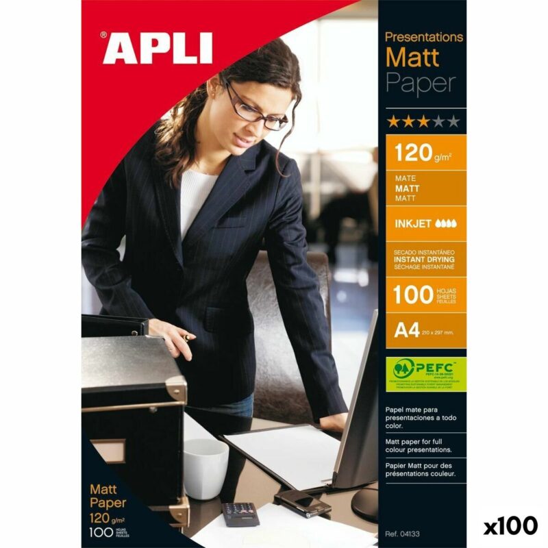 Matte photographic paper Apli Inkjet 100 Листи A4 120 g/m² Намаления и отстъпки ЧеренПетък