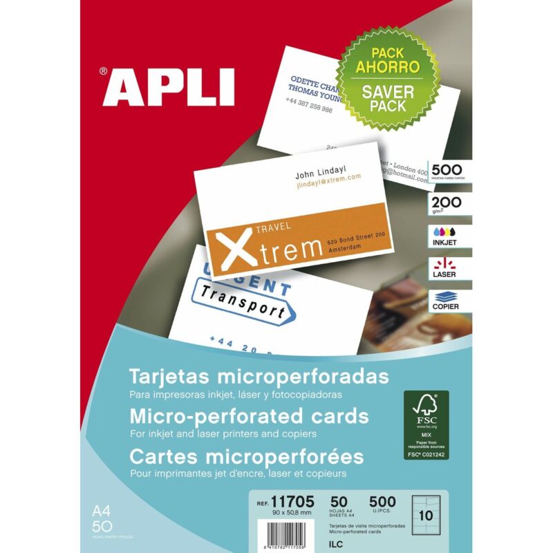 Business cards Apli Бял 50 Листи 90 x 50,8 mm Намаления и отстъпки ЧеренПетък