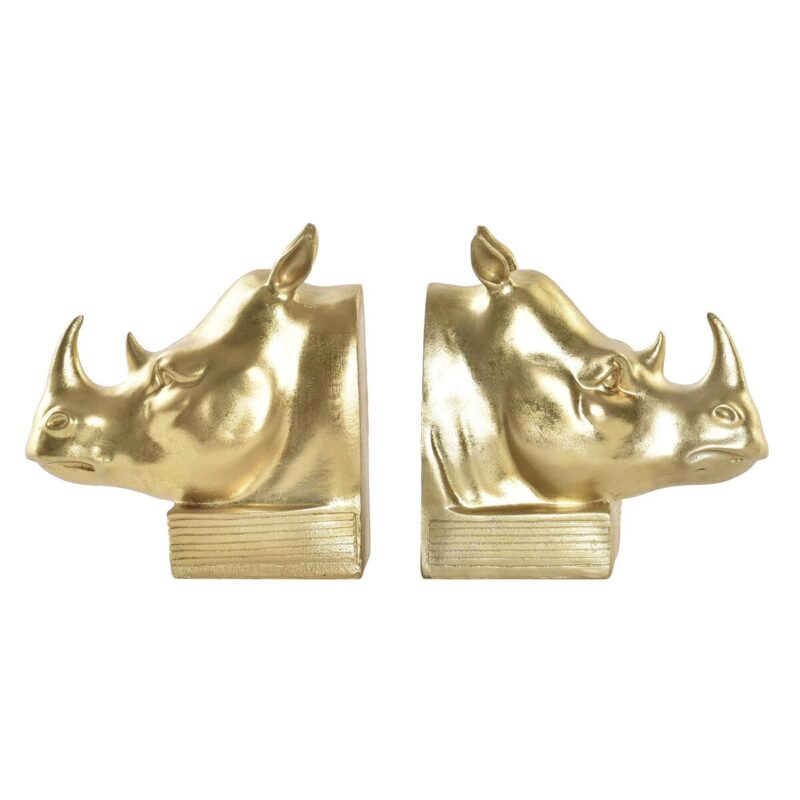 Raamatutugi DKD Home Decor Златен Носорог Смола Колониален (15 x 7,5 x 14,5 cm) Намаления и отстъпки ЧеренПетък