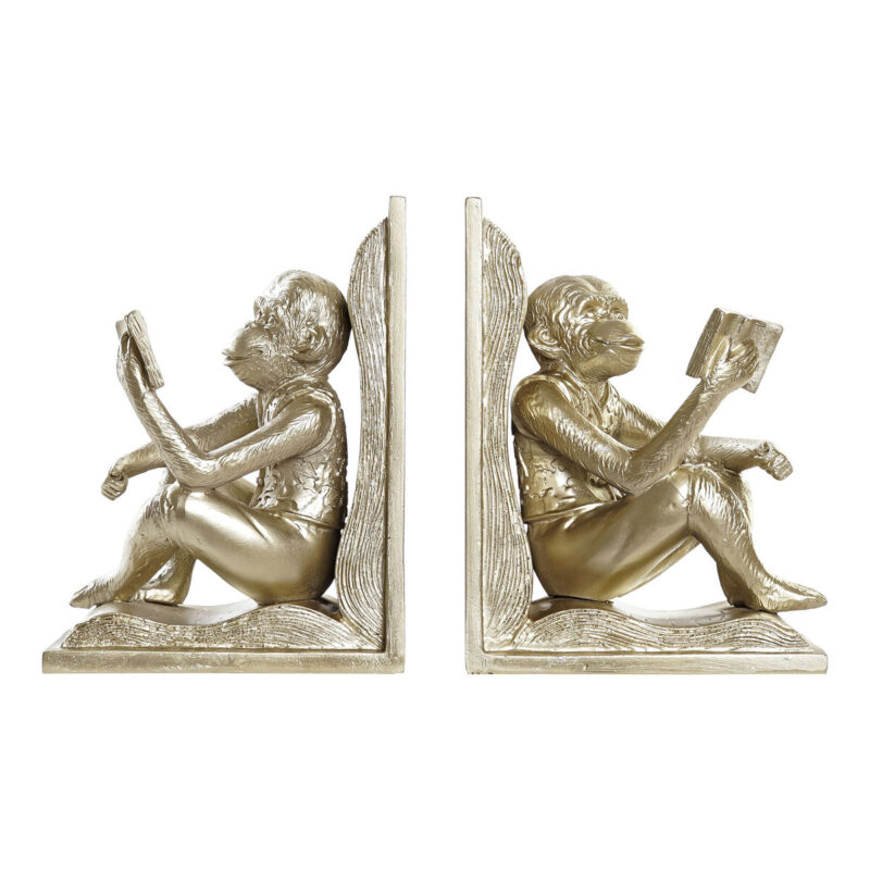 Raamatutugi DKD Home Decor Шампанско Смола Колониален Маймуна (13 x 12 x 17,5 cm) Намаления и отстъпки ЧеренПетък