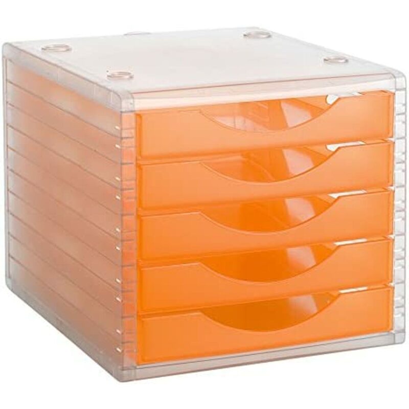 Modular Filing Cabinet Archivo 2000 ArchivoTec Serie 4000 5 чекмеджета Прозрачна Din A4 Оранжев (34 x 27 x 26 cm) Намаления и отстъпки ЧеренПетък