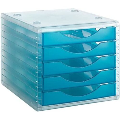 Modular Filing Cabinet Archivo 2000 ArchivoTec Serie 4000 5 чекмеджета Прозрачна Din A4 Син (34 x 27 x 26 cm)