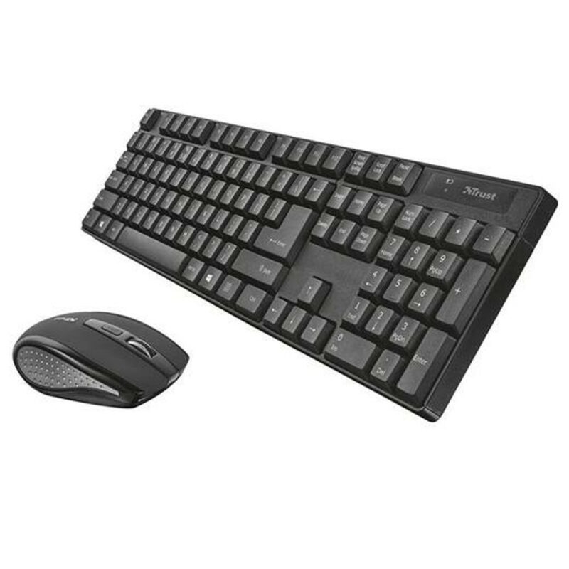 Kлаиатура с безжична мишка Trust 21135 Испанска Qwerty Черен Намаления и отстъпки ЧеренПетък 3