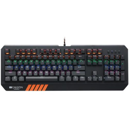 Canyon hazard gk-6, wired multimedia gaming keyboard with lighting effect, 108pcs rainbow led, numbers 104keys, en double injection layout, cable length 1.8m, 450.5*163.7*42mm, 0.90kg, color black Намаления и отстъпки ЧеренПетък