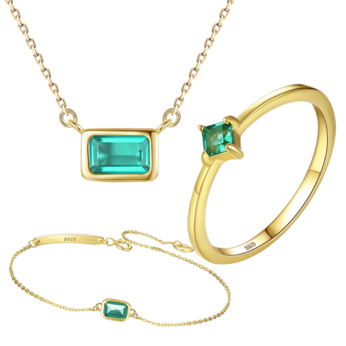 Сребърен комплект – Emerald Love Намаления и отстъпки ЧеренПетък