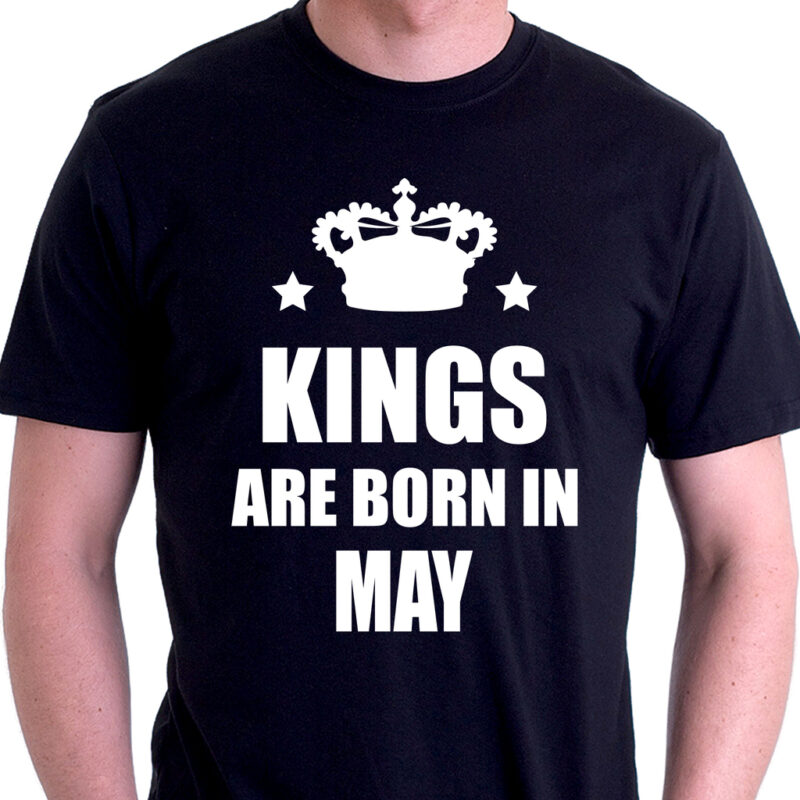 Тениска подарък – Kings are born in May Намаления и отстъпки ЧеренПетък