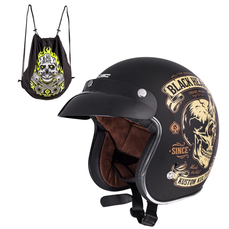 Мото каска W-TEC V541 Black Heart, Skull Horn – Черен мат Намаления и отстъпки ЧеренПетък 3