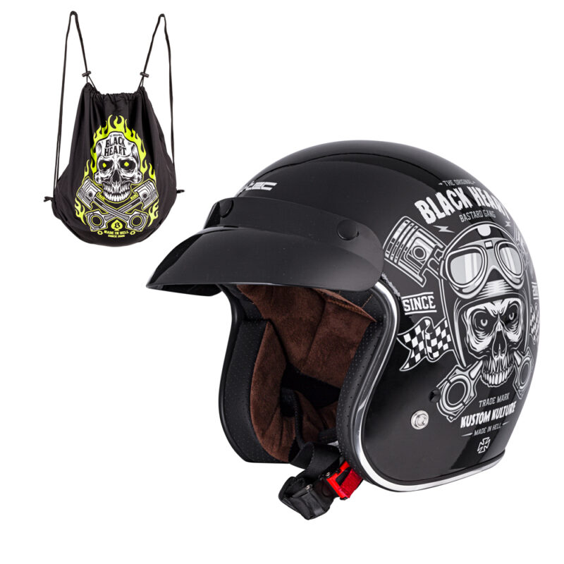 Мото каска W-TEC V541 Black Heart, Skull – Черен гланц Намаления и отстъпки ЧеренПетък 3