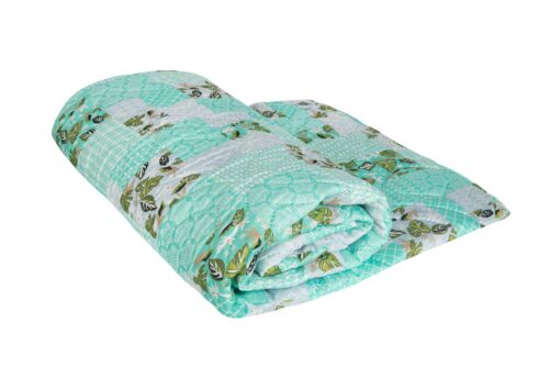 Капитонирана завивка Ultrasleep Green Flowers Somnart, 200x220 см, 250 г, микрофибър, може да се пере на 40°C