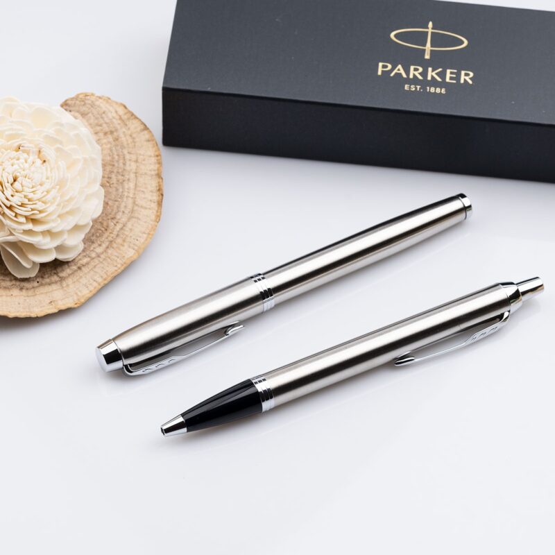 Луксозен комплект химикалка и писалка Parker IM Stainless Steel Намаления и отстъпки ЧеренПетък 3