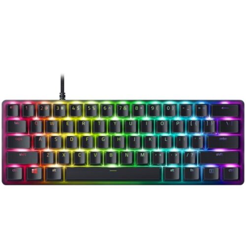 Razer huntsman mini (analog switch), gaming keyboard, us layout, wired - detachable type-c, doubleshot pbt keycaps, aluminum construction, 1000 hz ultrapolling, hybrid onboard storage, razer chroma rgb