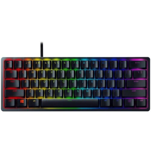 Razer huntsman mini – clicky optical (purple switch) – us – black, gaming keyboard, razer™ optical switches, size 60%, rgb chroma, doubleshot pbt keycaps with side-printed secondary functions, standard bottom row layout, fully programmable key … Намаления и отстъпки ЧеренПетък