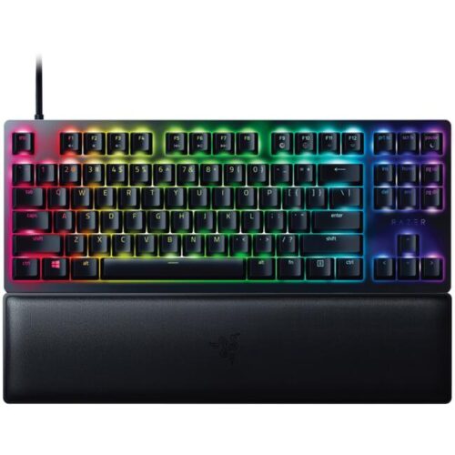 Razer huntsman v2 tenkeyless, optical gaming keyboard (clicky optical switch), us layout, doubleshot pbt keycaps, sound dampening foam, razer chroma™ rgb, up to 8000hz polling rate, aluminum matte top plate Намаления и отстъпки ЧеренПетък