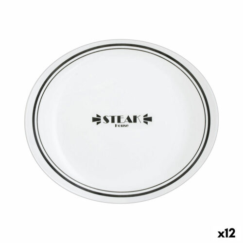 Lame plaat Luminarc Friends Time Bistro Месо Бял/Черен Cтъкло Ø 30 cm (12 броя)