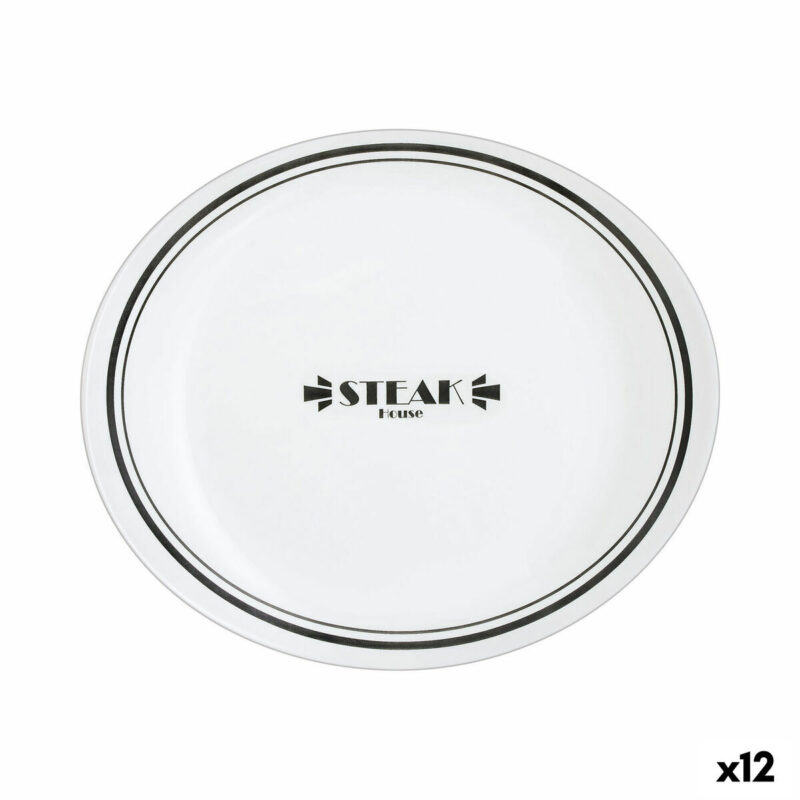 Lame plaat Luminarc Friends Time Bistro Месо Бял/Черен Cтъкло Ø 30 cm (12 броя) Намаления и отстъпки ЧеренПетък