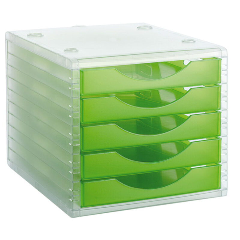Modular Filing Cabinet Archivo 2000 ArchivoTec Serie 4000 5 чекмеджета Прозрачна Din A4 Светло Зелено (34 x 27 x 26 cm) Намаления и отстъпки ЧеренПетък