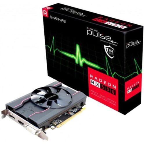Sapphire amd video card rx-550 pulse 2g gddr5, 1206mhz / 6000 mbps, dp, hdmi, dvi-d, 1 fan, 1.5 slot