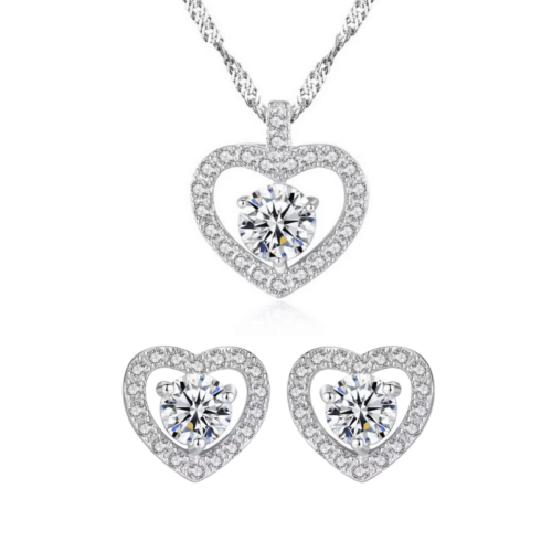 Сребърен комплект – Crystal Heart Намаления и отстъпки ЧеренПетък