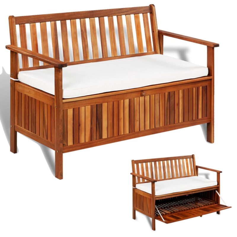 Sonata Градинска пейка за съхранение, акация масив, 120x63x84 cм Намаления и отстъпки ЧеренПетък 3