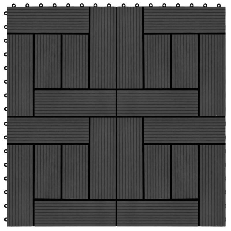 Sonata 11 бр декинг плочки, WPC, 30×30 см, 1 кв.м., черни Намаления и отстъпки ЧеренПетък 3