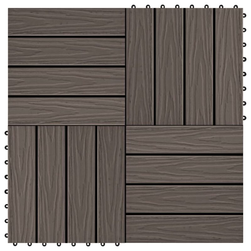Sonata WPC декинг плочки релефни, 11 бр, 30×30 см 1 кв.м. тъмнокафяви Намаления и отстъпки ЧеренПетък 3