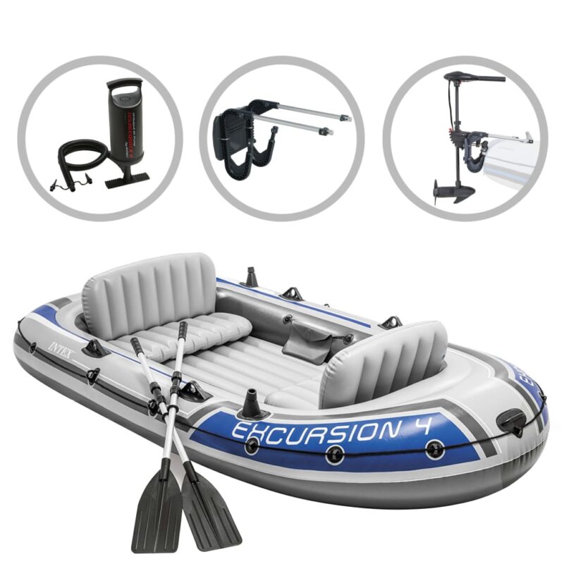 Intex Надуваем комплект лодка Excursion 4 с двигател и скоба Намаления и отстъпки ЧеренПетък 3