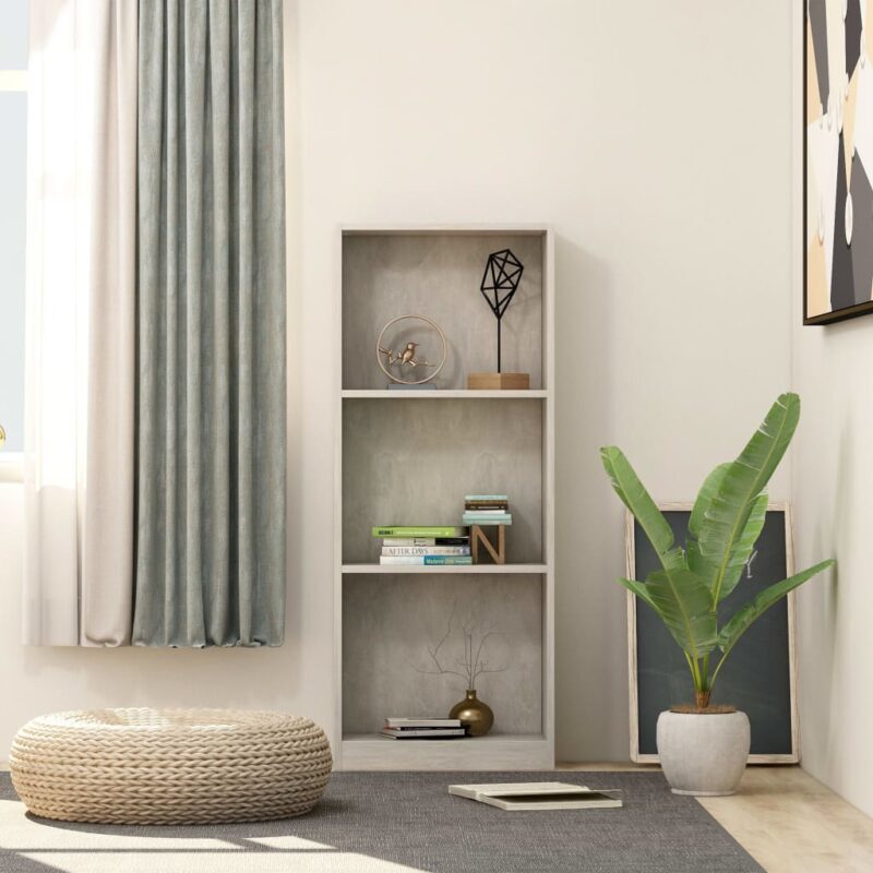 Sonata 3-етажна библиотека, бетонно сива, 40x24x108 см, ПДЧ Намаления и отстъпки ЧеренПетък 3