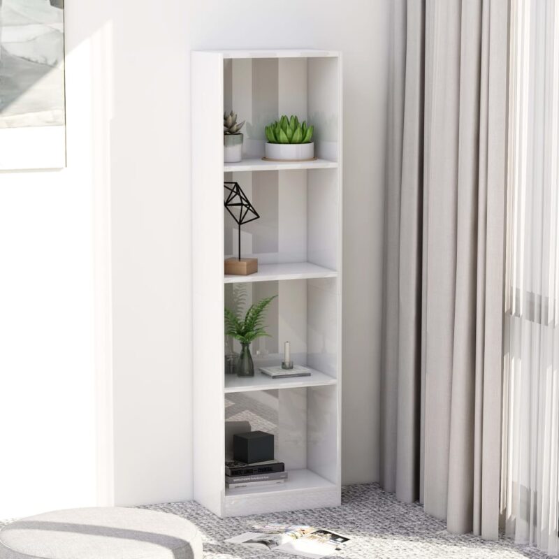 Sonata 4-етажна библиотека, бял гланц, 40x24x142 см, ПДЧ Намаления и отстъпки ЧеренПетък 3